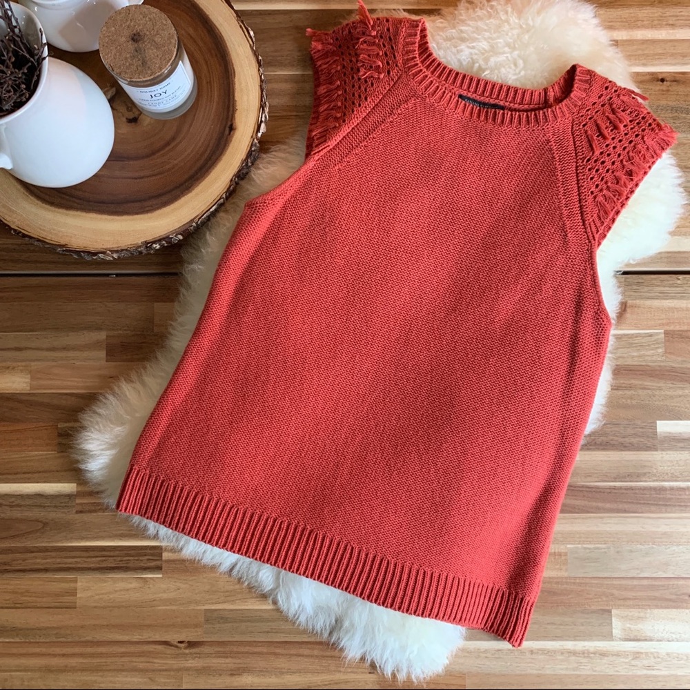 Banana Republic orange tassel cap sleeve sweater